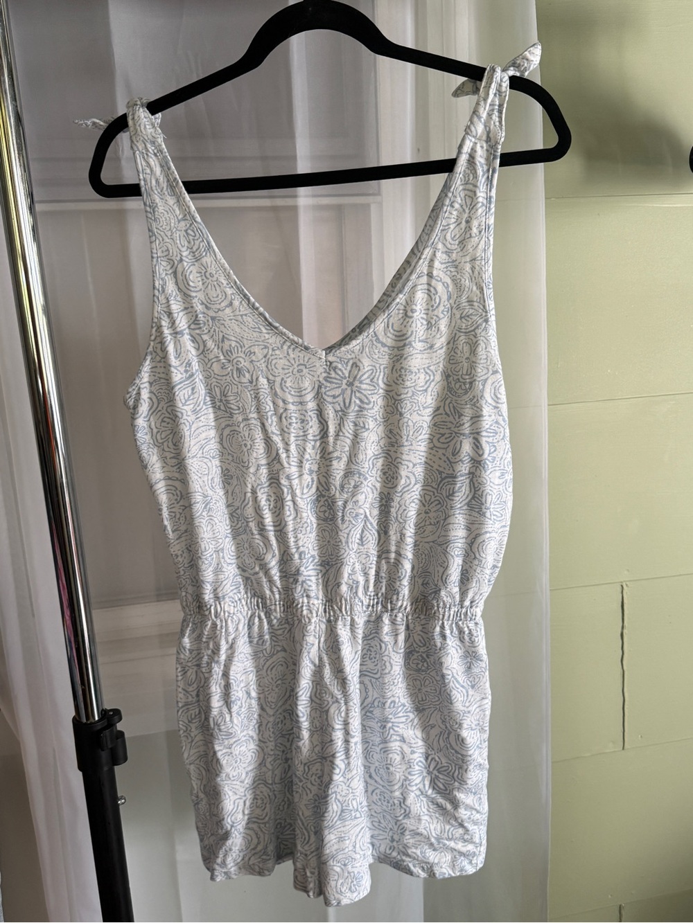 Southern Tide Light Blue Floral Tie-Shoulder Romper
